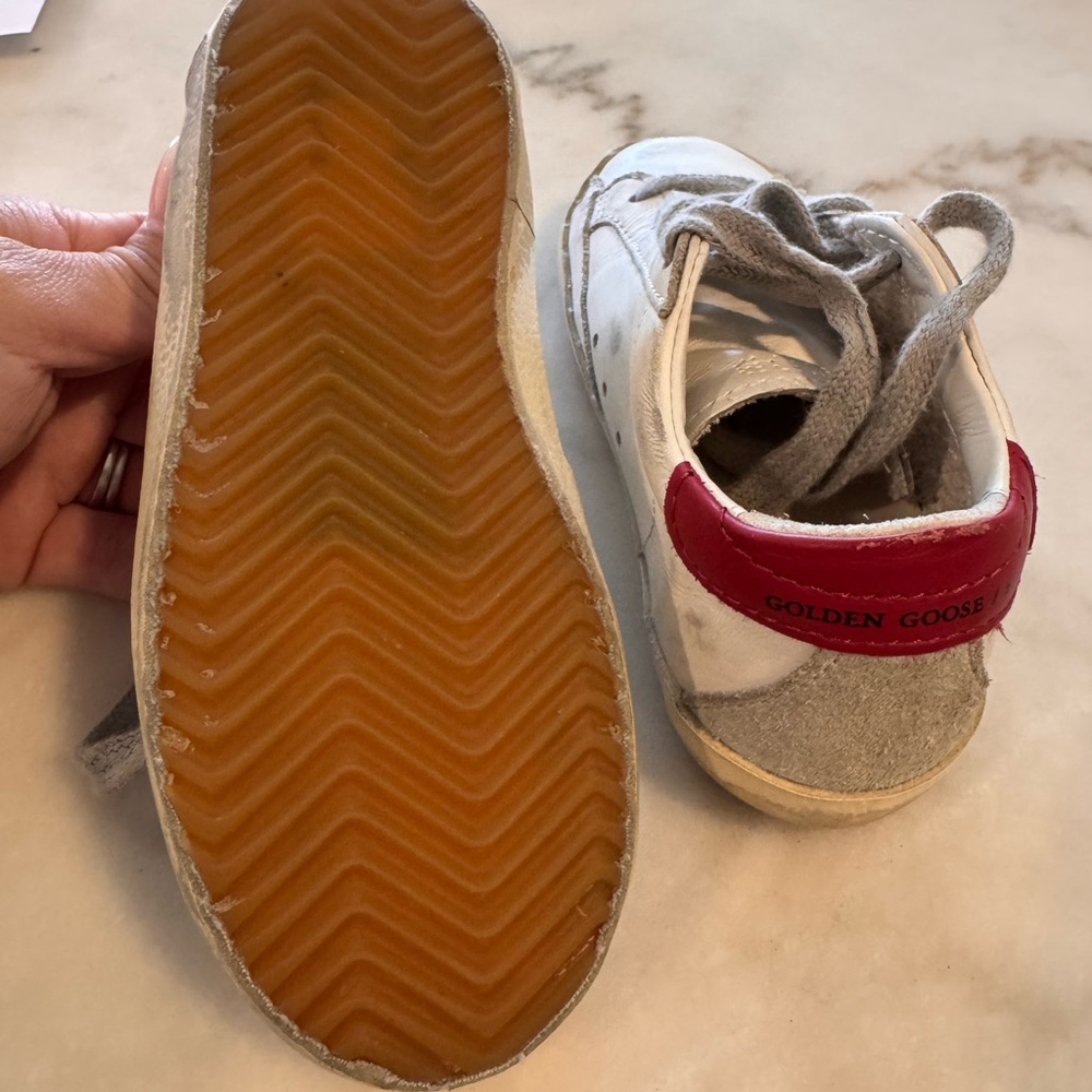 Golden Goose Kids White Sneakers with Red Heel - Authentic